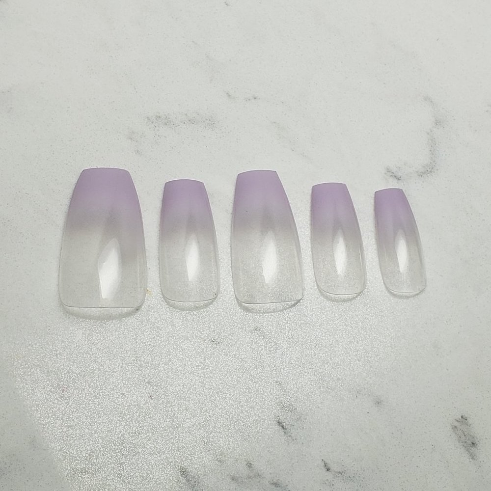 Spring Ombre Custom Press on Nails 20pc set clear light purple